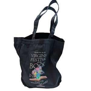 VIRGINIA Festival Book Bag Vintage Black Cotton Collectible
